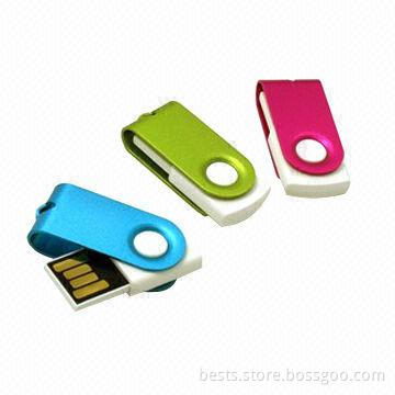 Mini Swivel USB Flash Disks, Customized Logos are Accepted, Available in Various Colors